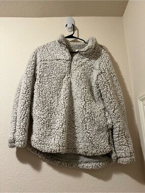 miami Plush Sherpa Half-Zip Pullover - Light Gray